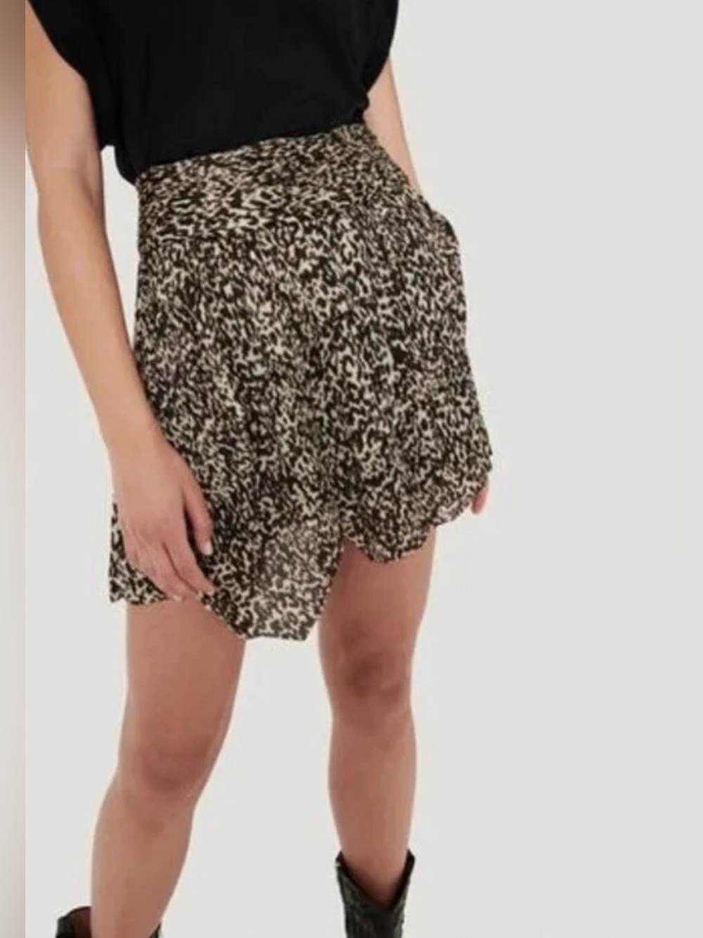 Iro 100% Silk Skirt Womens Size 38 Asymmetrical Sheer Leopard Print Animal - Picture 2 of 6